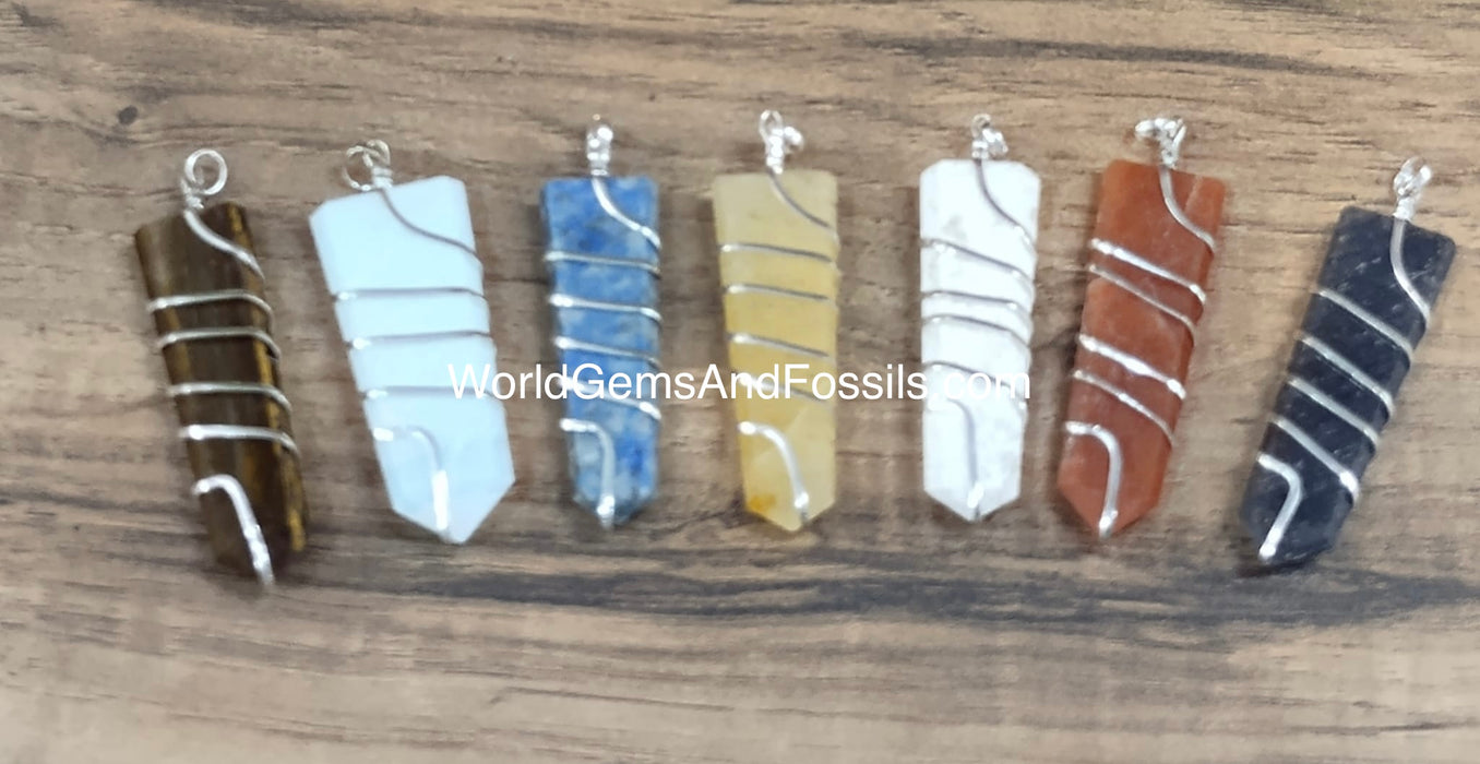 Flat Point Pendant Wrapped 5 Pcs Mix