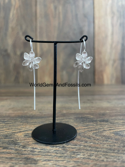 Flower Earring Sterling Silver 15mm Long Stem