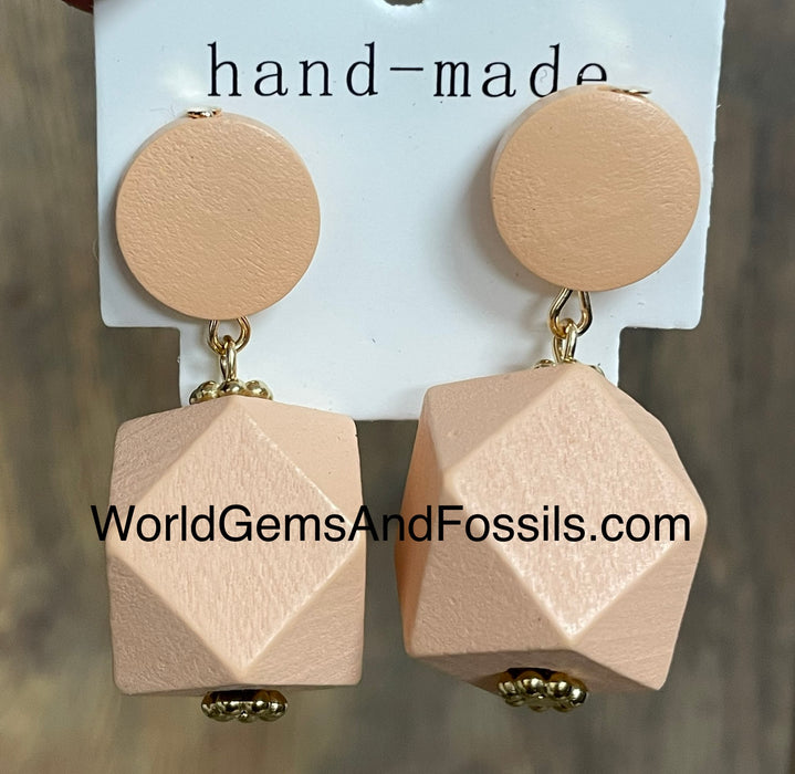 Cuboctahedron Wood Earring 3Pc Set