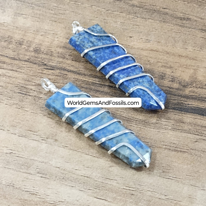 Lapis Pendant Wrapped Flat Point