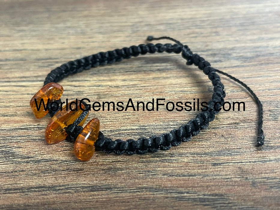 Amber Bracelet knitted Three Stones