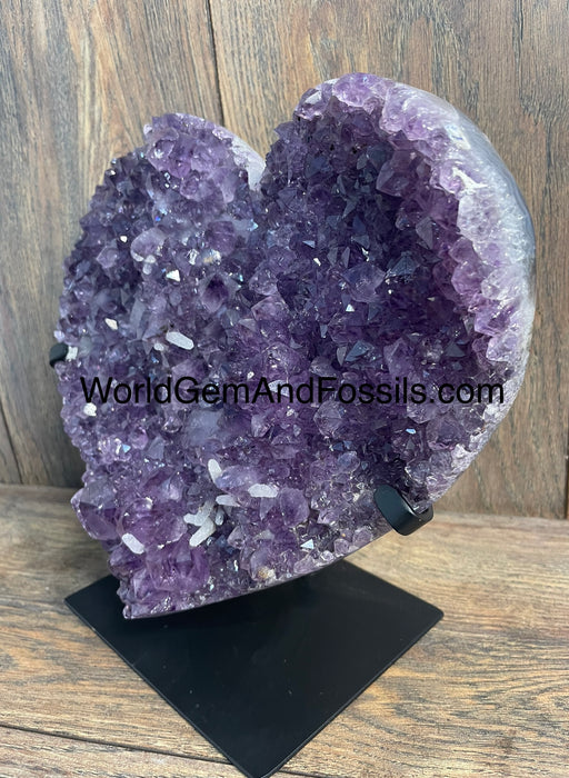 Amethyst Druze Heart On Stand 10”   #56