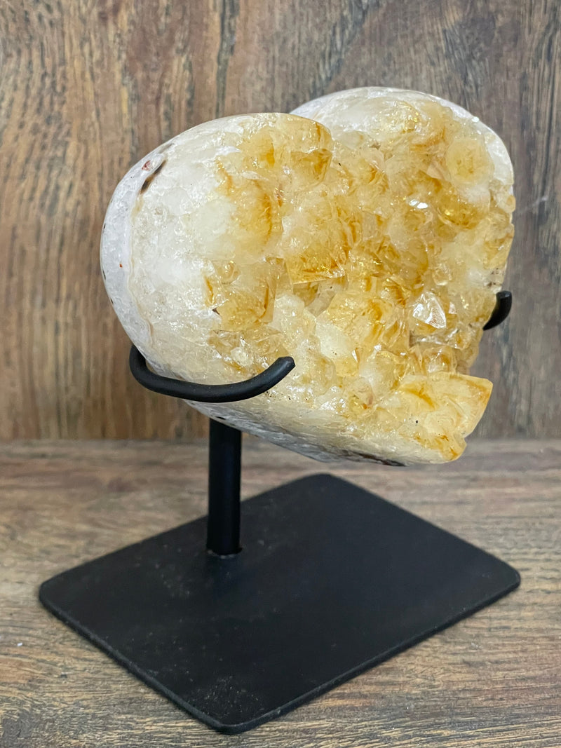 Citrine Druze Heart On Stand 3.2”