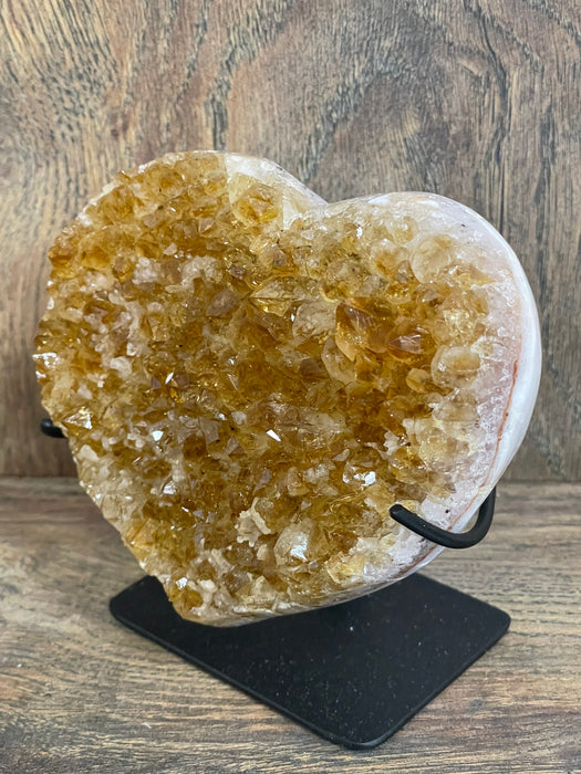 Citrine Druze Heart On Stand 4.5”  #17