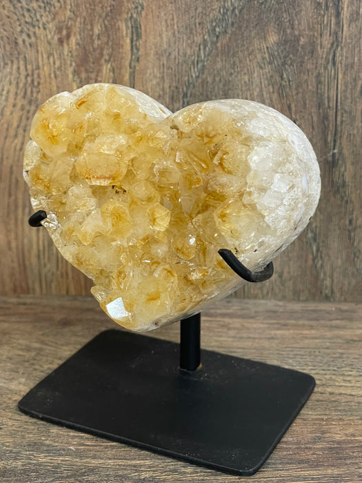 Citrine Druze Heart On Stand 3.2”  #18