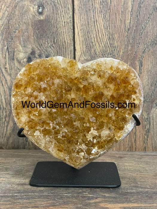 Citrine Druze Heart On Stand 4.5”  #17