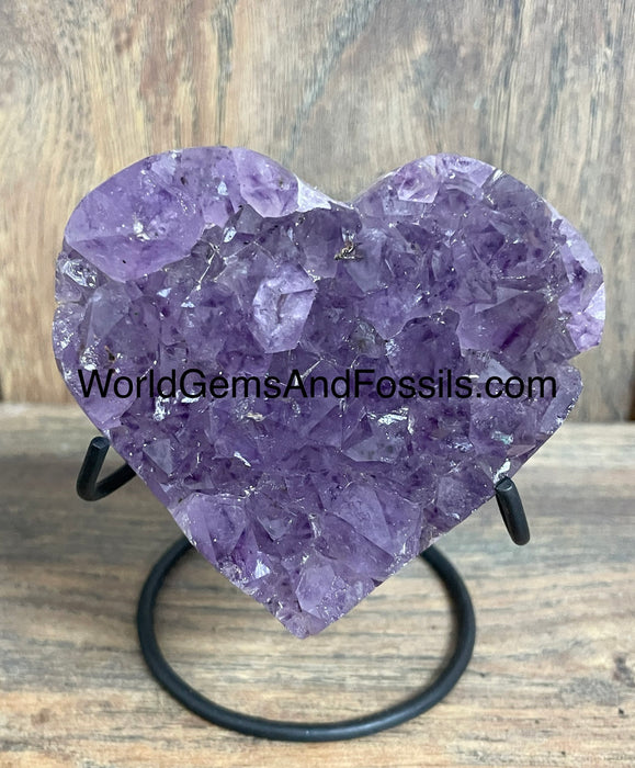 Amethyst Druze Heart On Stand 3” #24