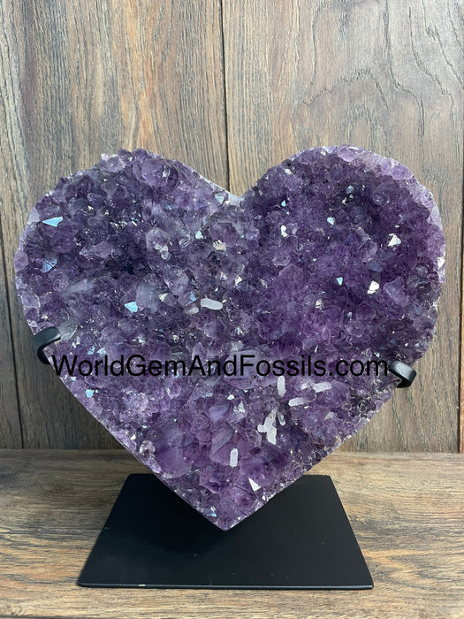 Amethyst Druze Heart On Stand 10”   #56