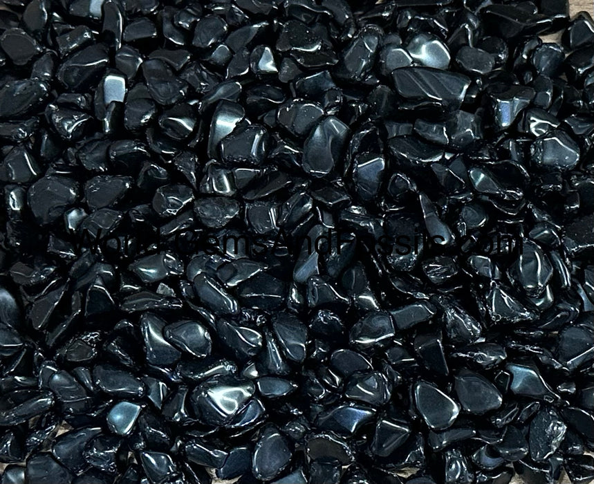 Black Obsidian Chip Stones 7-12mm 1 lb