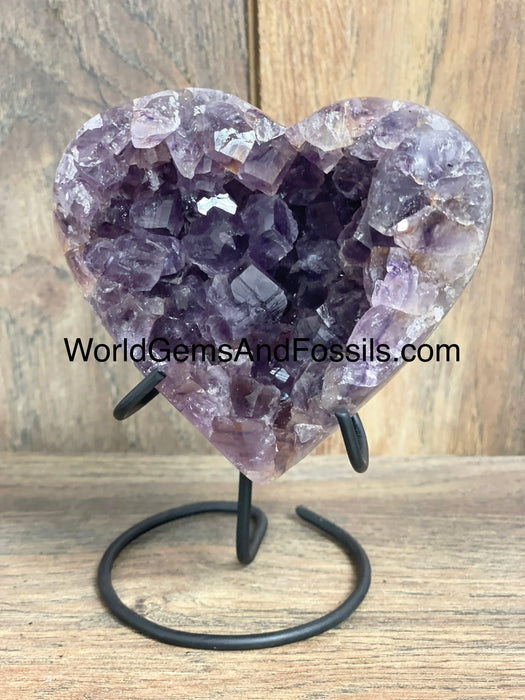 Amethyst Druze Heart On Stand 3.75”  #20