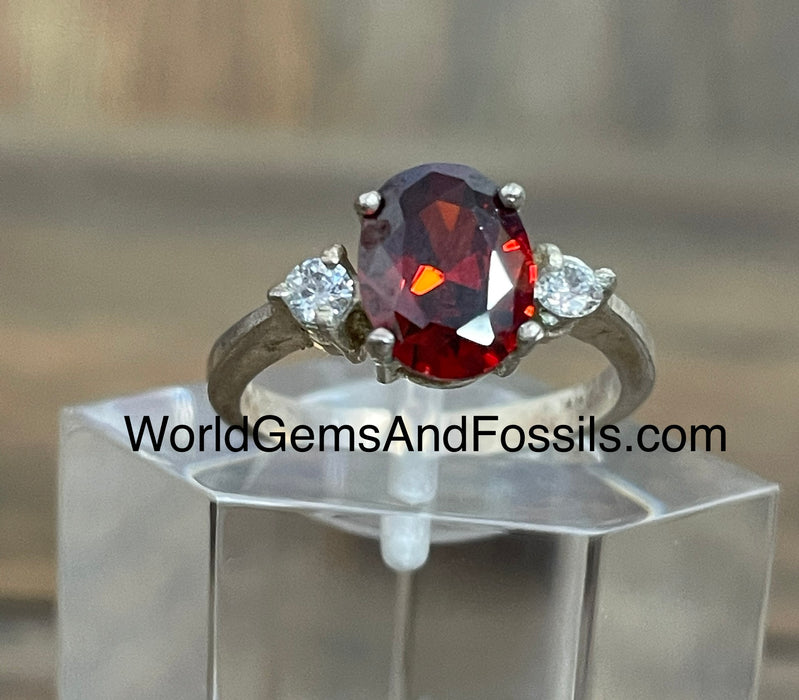 Garnet Ring Sterling Silver