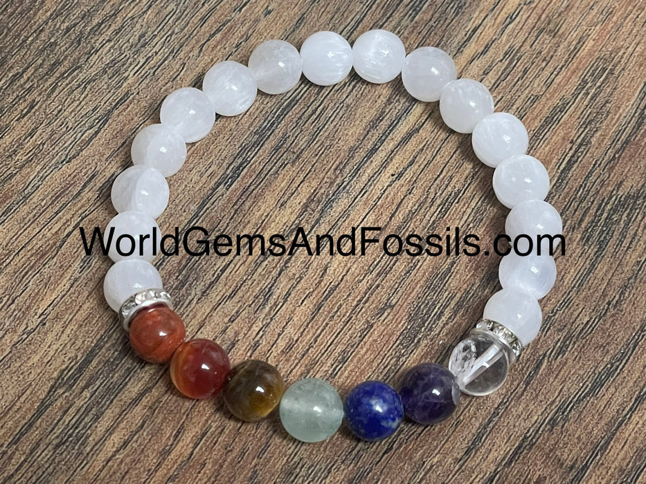 Chakra Selenite Bracelet 8mm