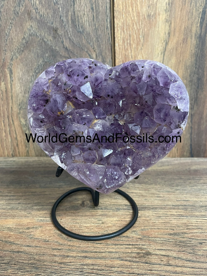 Amethyst Druze Heart On Stand 4.75”