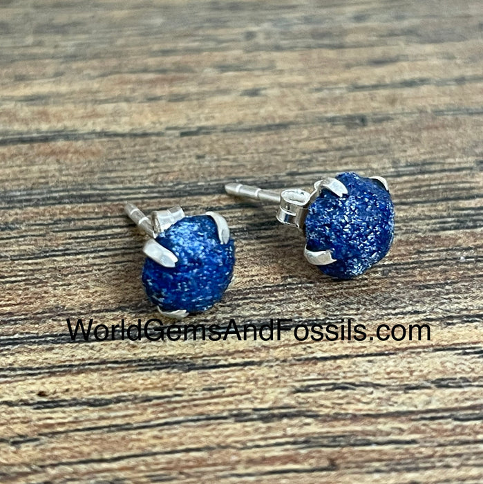 Azurite Stud Earring Sterling Silver