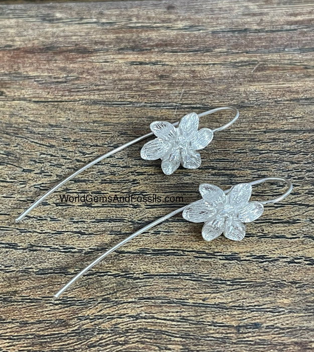 Flower Earring Sterling Silver 15mm Long Stem