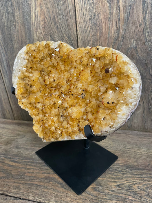 Citrine Druze Heart On Stand 8”  #15