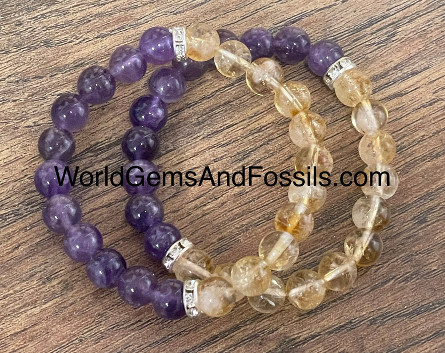 Citrine Amethyst Bracelet 8mm