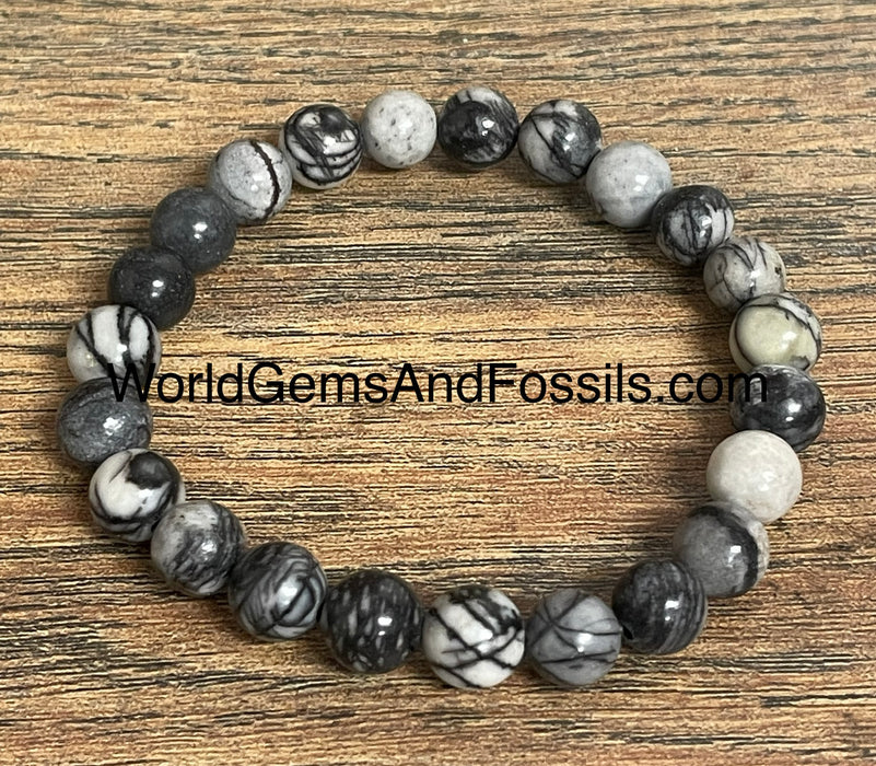 Black Silt Jasper Bracelet 8mm