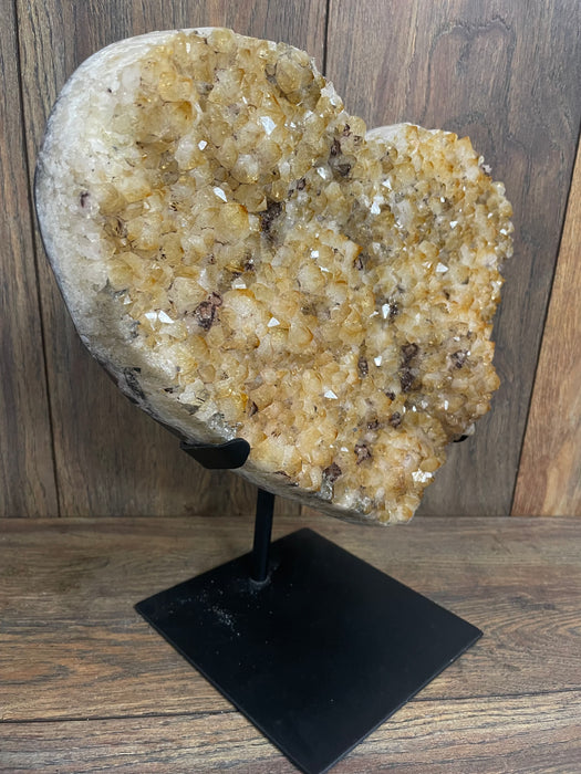 Citrine Druze Heart On Stand 13”   #12