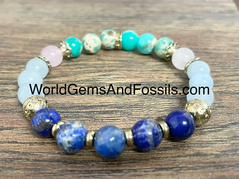 Aquamarine Imperial Lapis Bracelet 8mm