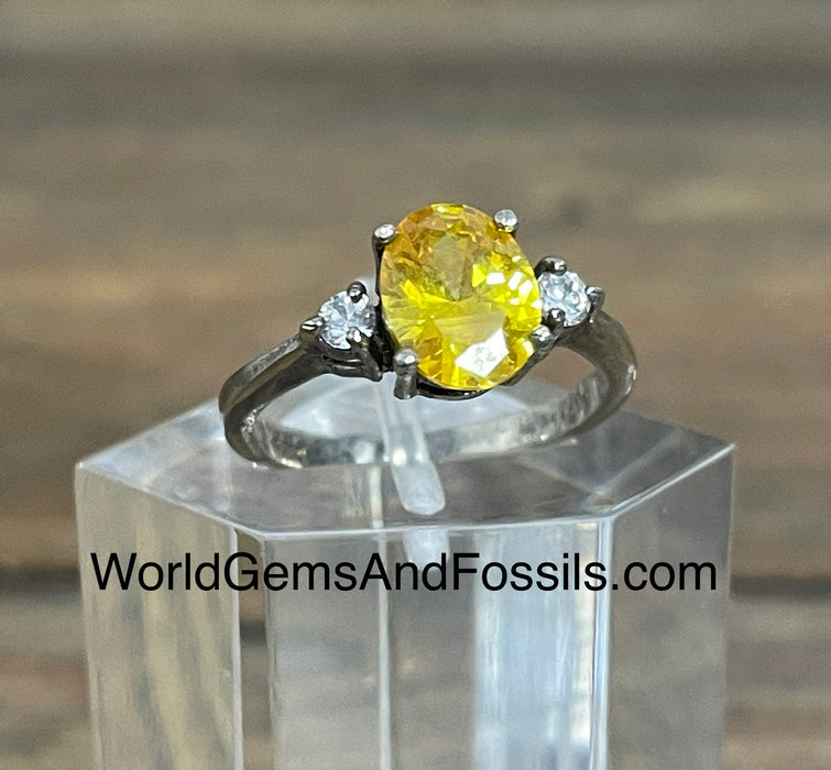 Yellow Topaz Ring Sterling Silver