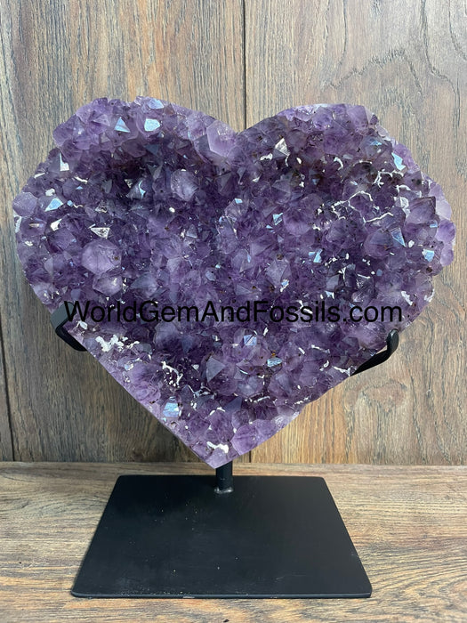 Amethyst Druze Heart On Stand 11”   #57