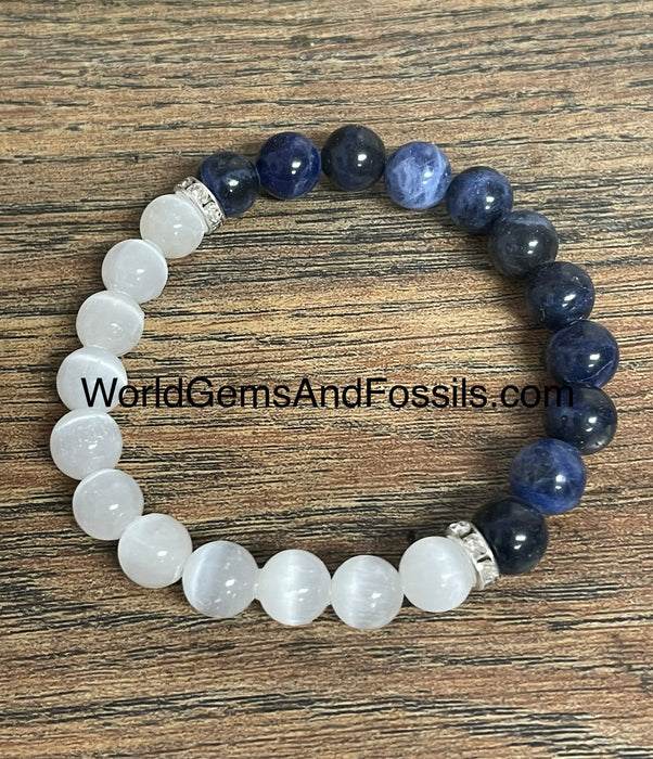 Selenite Sodalite Bracelet 8mm