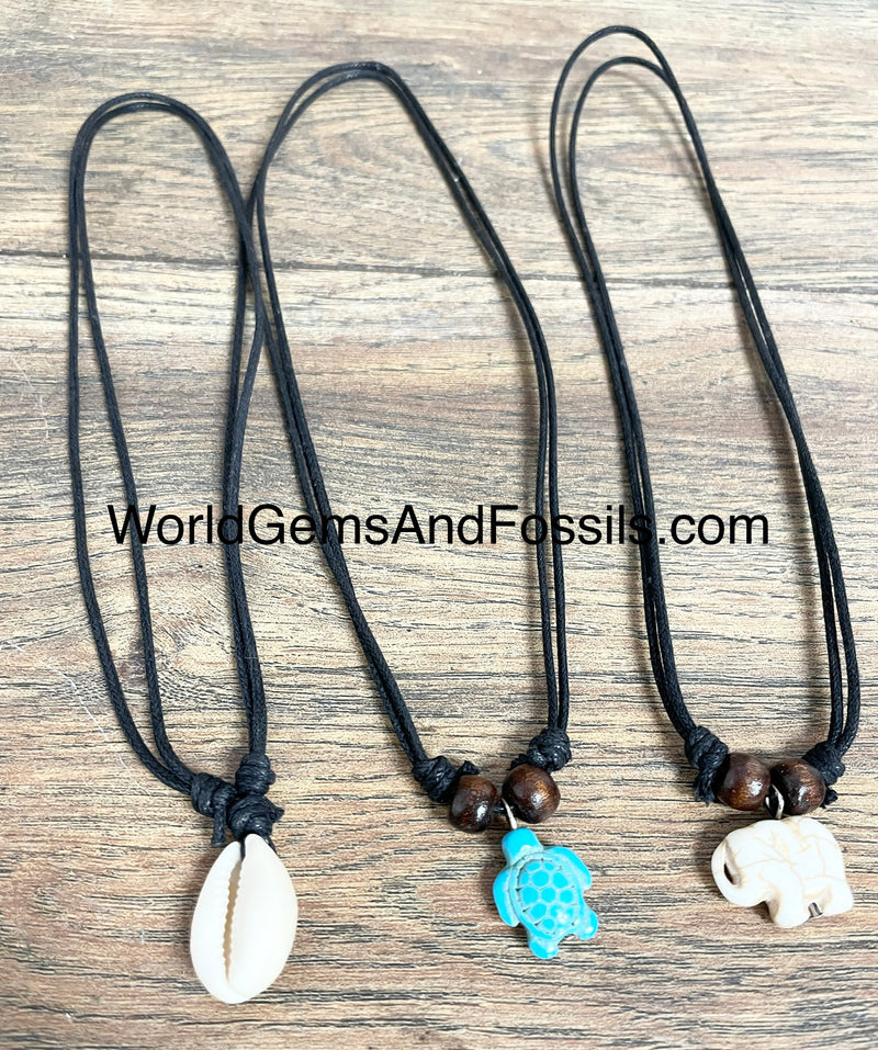 Mix Necklace On Black Cord 3Pc Set