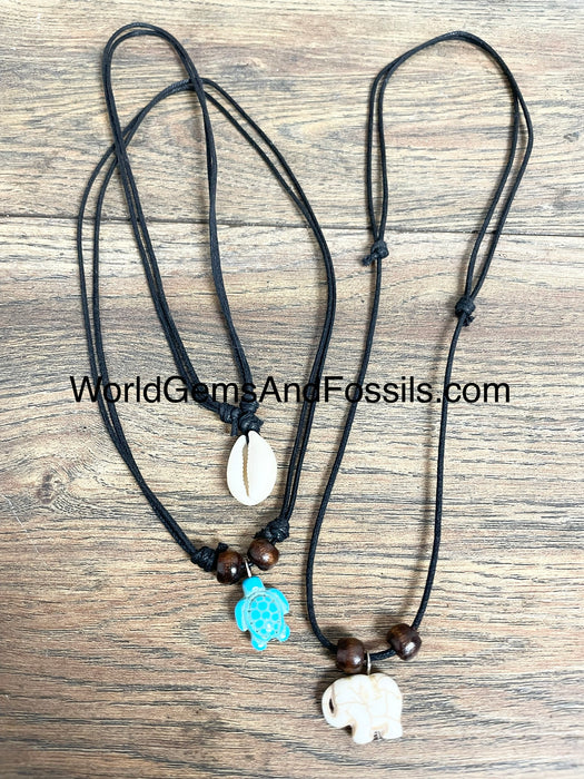 Mix Necklace On Black Cord 3Pc Set