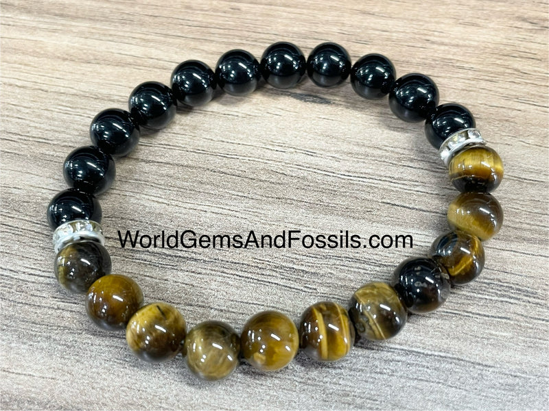 Black Tourmaline Tiger Eye Bracelet 8mm