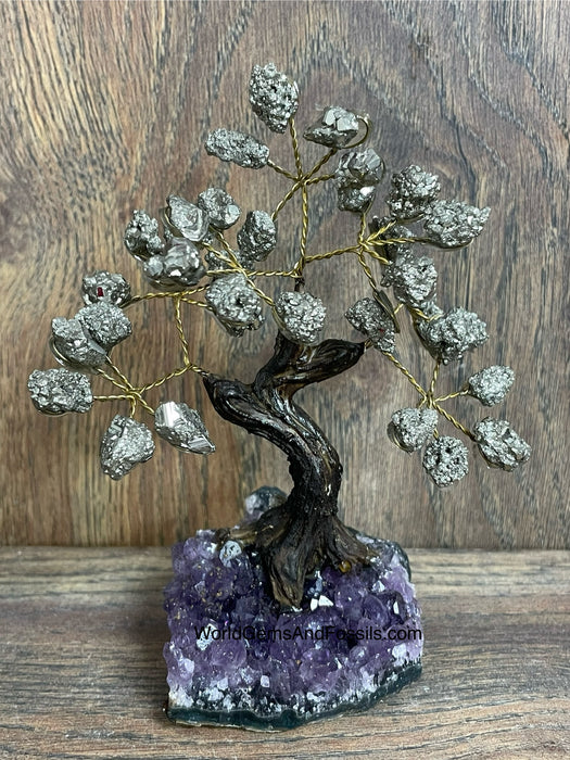 Pyrite Bonsai Tree On Amethyst Base #7