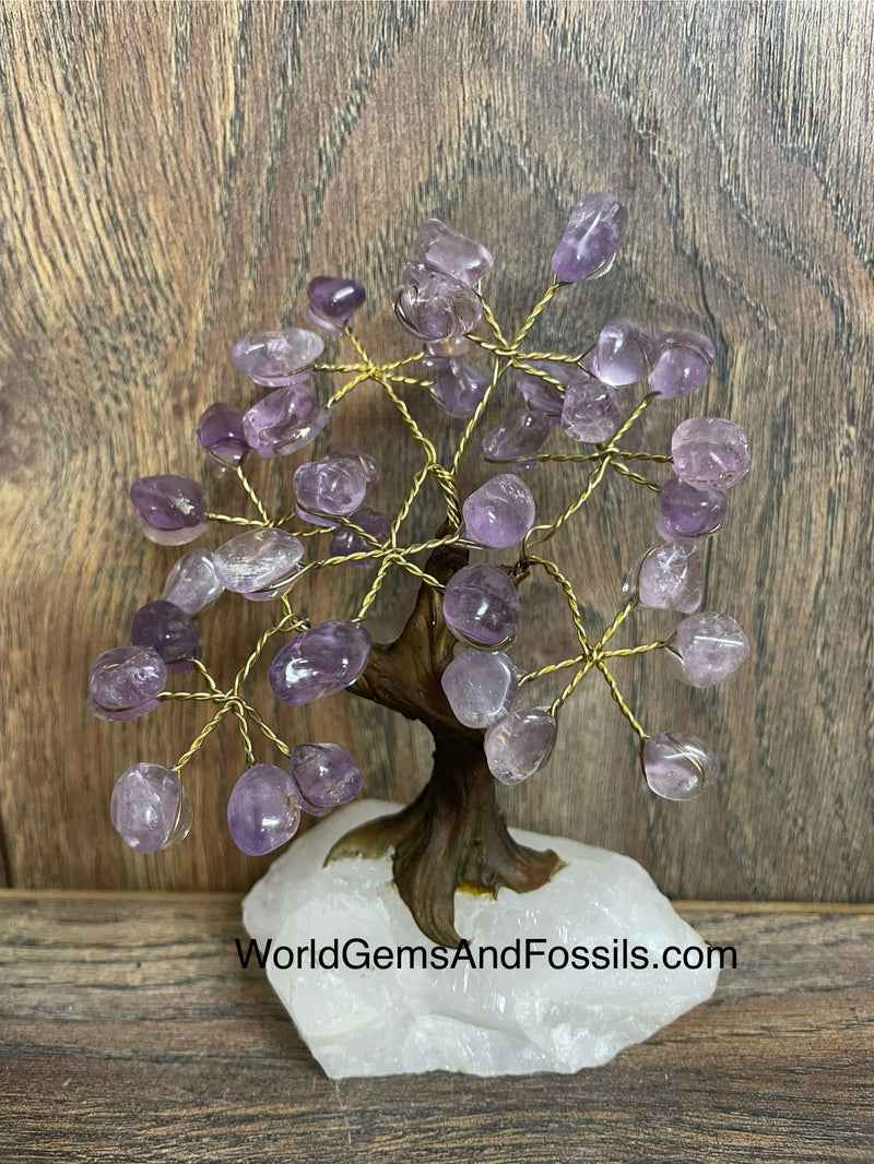 Amethyst Bonsai Tree On Clear Quartz Base