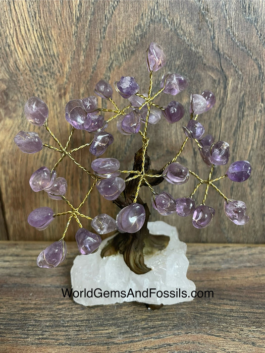 Amethyst Bonsai Tree On Clear Quartz Base #7