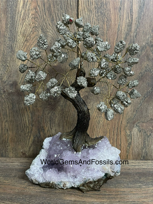 Pyrite Bonsai Tree On Amethyst Base #12