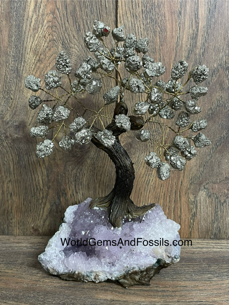 Pyrite Bonsai Tree On Amethyst Base