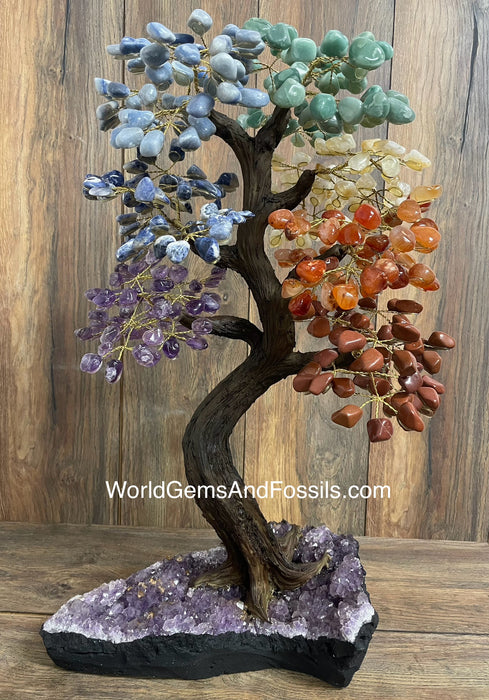 Chakra Bonsai Tree On Amethyst Base #50