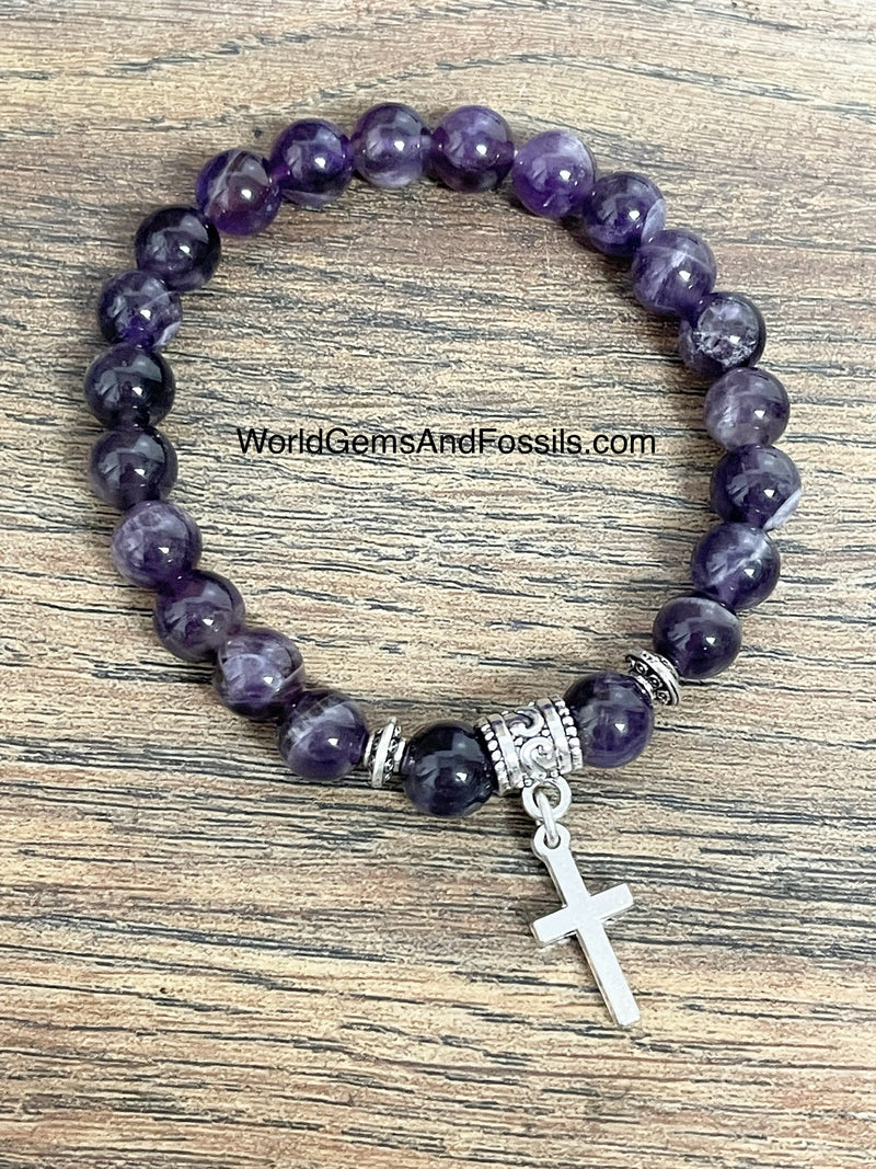 Amethyst Bracelet With Cross