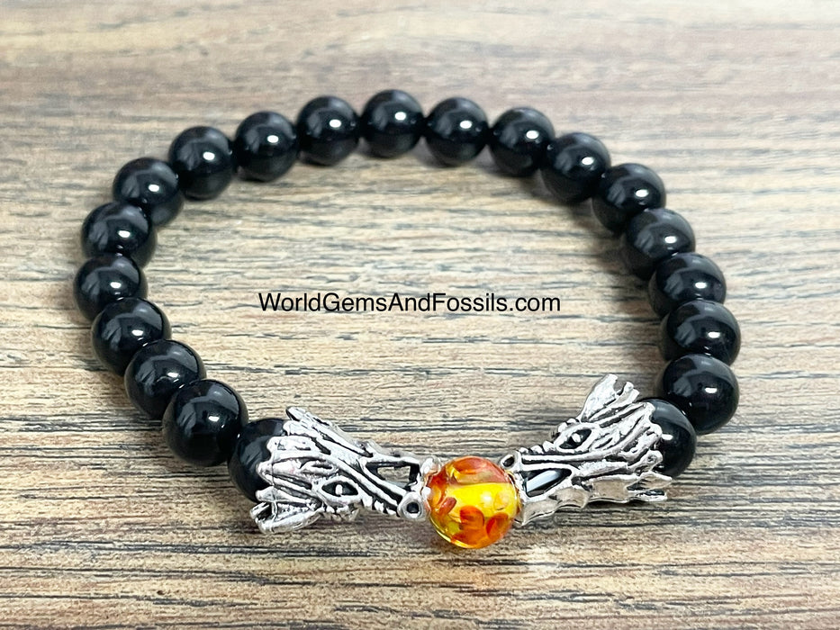 Black Onyx Bracelet Dragon Head