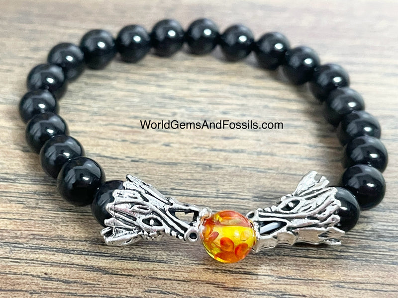 Black Onyx Bracelet Dragon Head