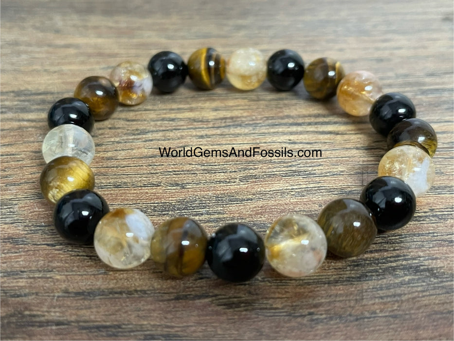 Citrine Tiger Eye Black Tourmaline Bracelet 8mm