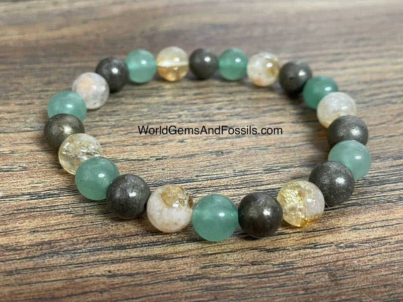 Pyrite Green Aventurine Citrine Bracelet 8mm