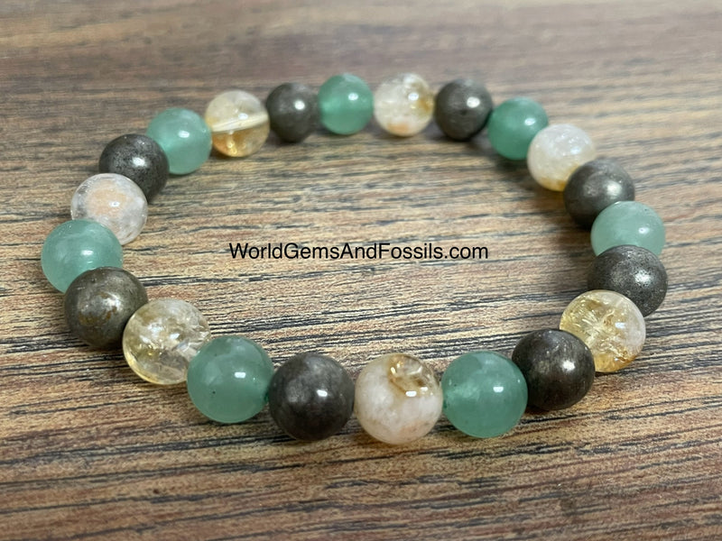 Pyrite Green Aventurine Citrine Bracelet 8mm