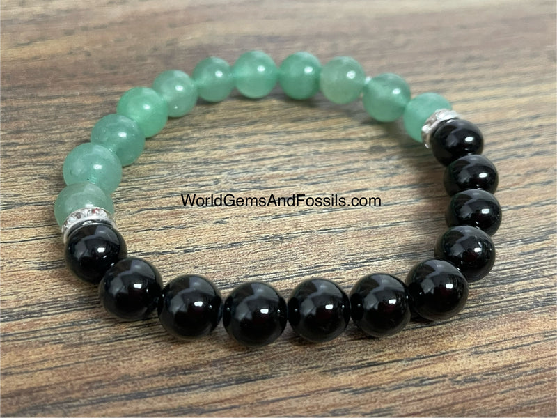 Green Aventurine Black Tourmaline Bracelet 8mm