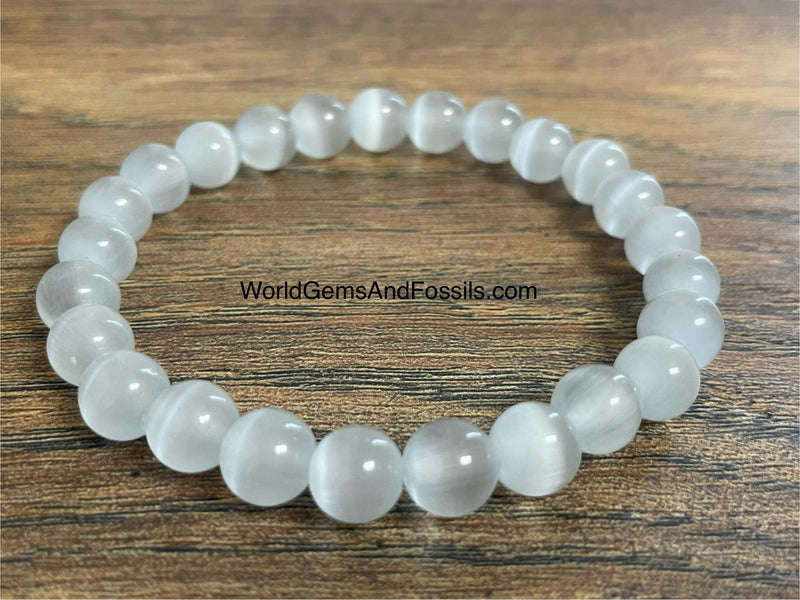 White Cat's Eye Bracelet 8mm