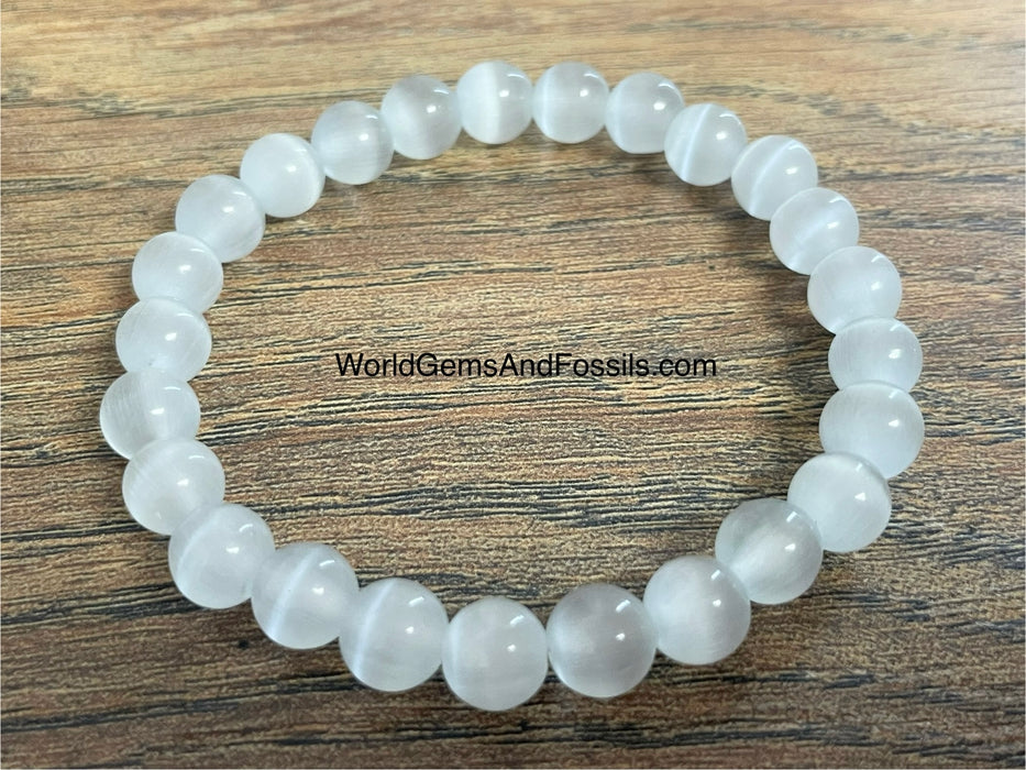 White Cat's Eye Bracelet 8mm