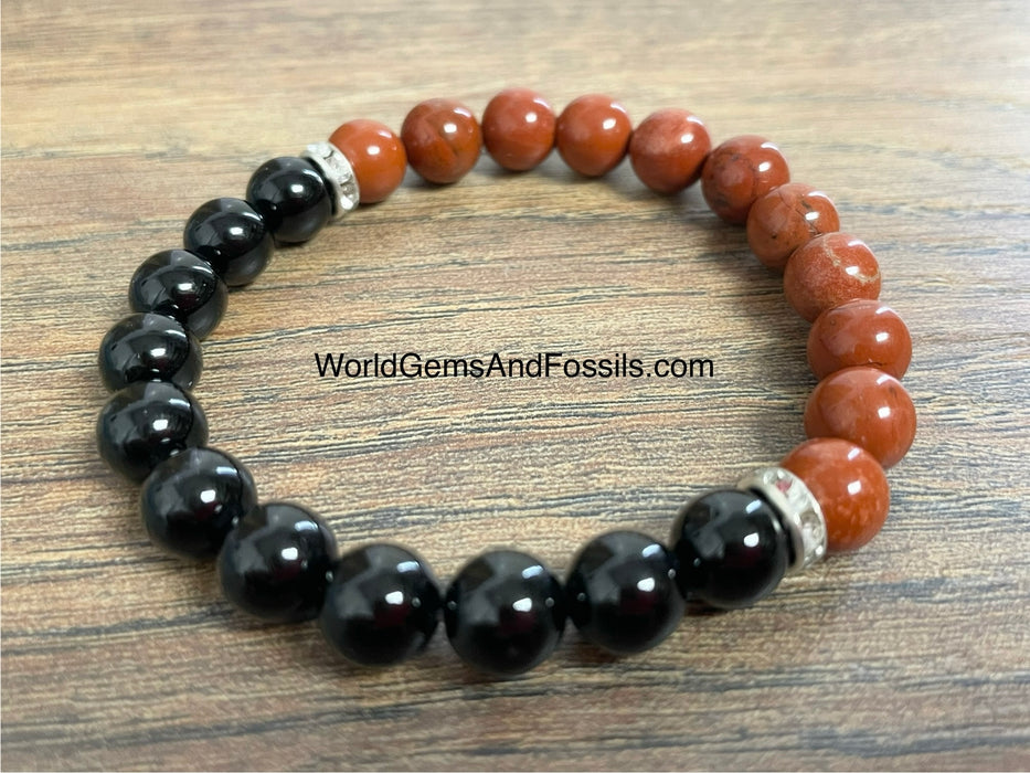 Red Jasper Black Tourmaline Bracelet 8mm