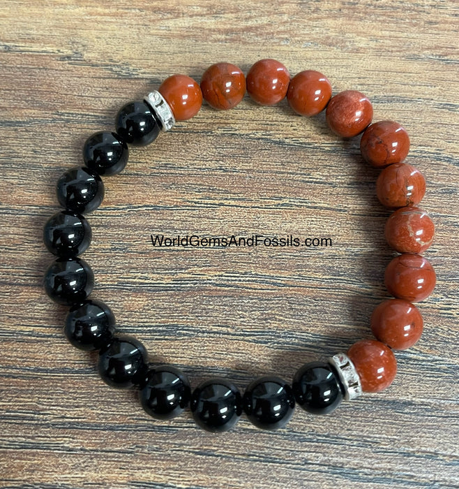 Red Jasper Black Tourmaline Bracelet 8mm