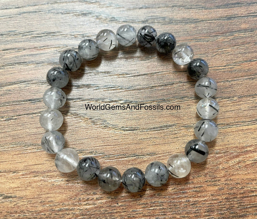 Black Rutilated Quartz Bracelet 8mm 'A'