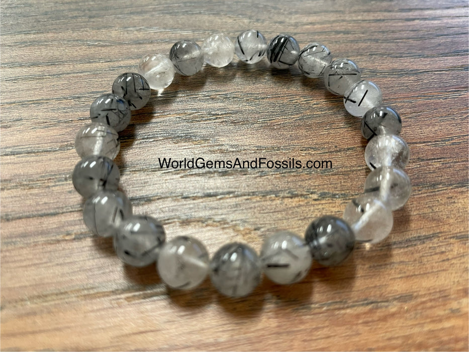 Black Rutilated Quartz Bracelet 8mm 'A'