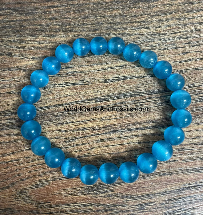 Blue Cat's Eye Bracelet 8mm